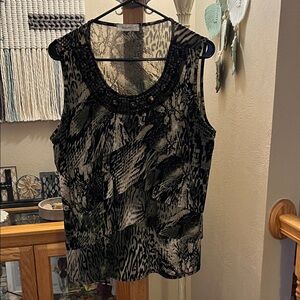 Dress Barn Black and White Animal Print Blouse